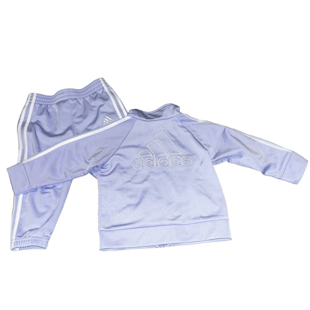 Adidas lavender and white track suit